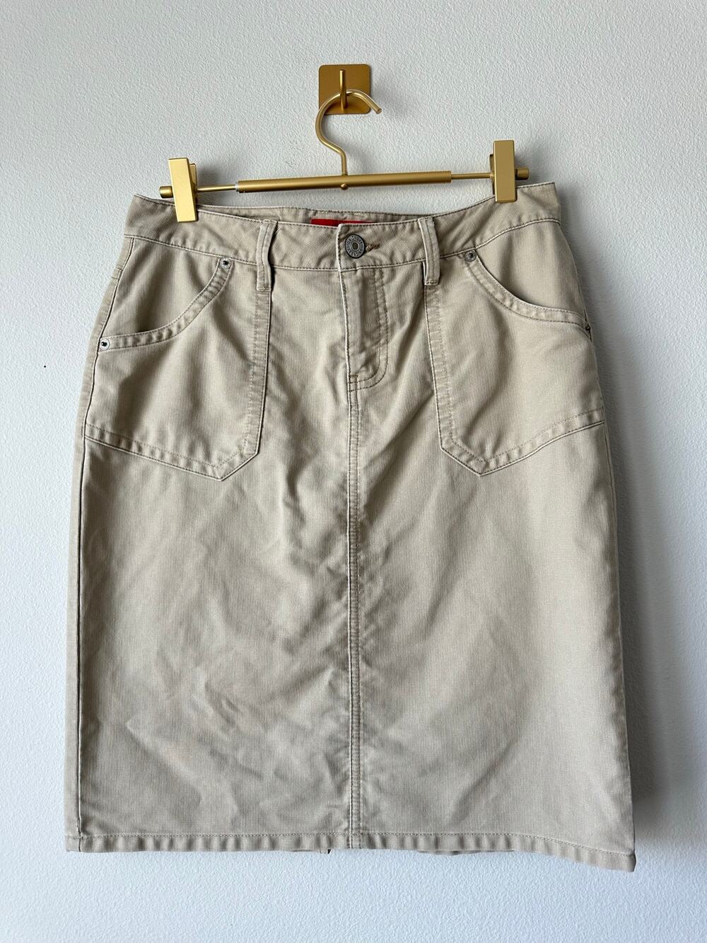 Vintage Y2K Unionbay Beige Utility Pencil Skirt Y2K Cargo Skirt Midi Size 5